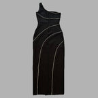 One Shoulder Beaded Midi Dress H6429