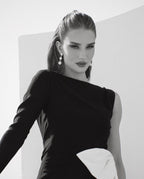 One Shoulder Bow Midi Dress H5977
