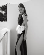One Shoulder Bow Midi Dress H5977