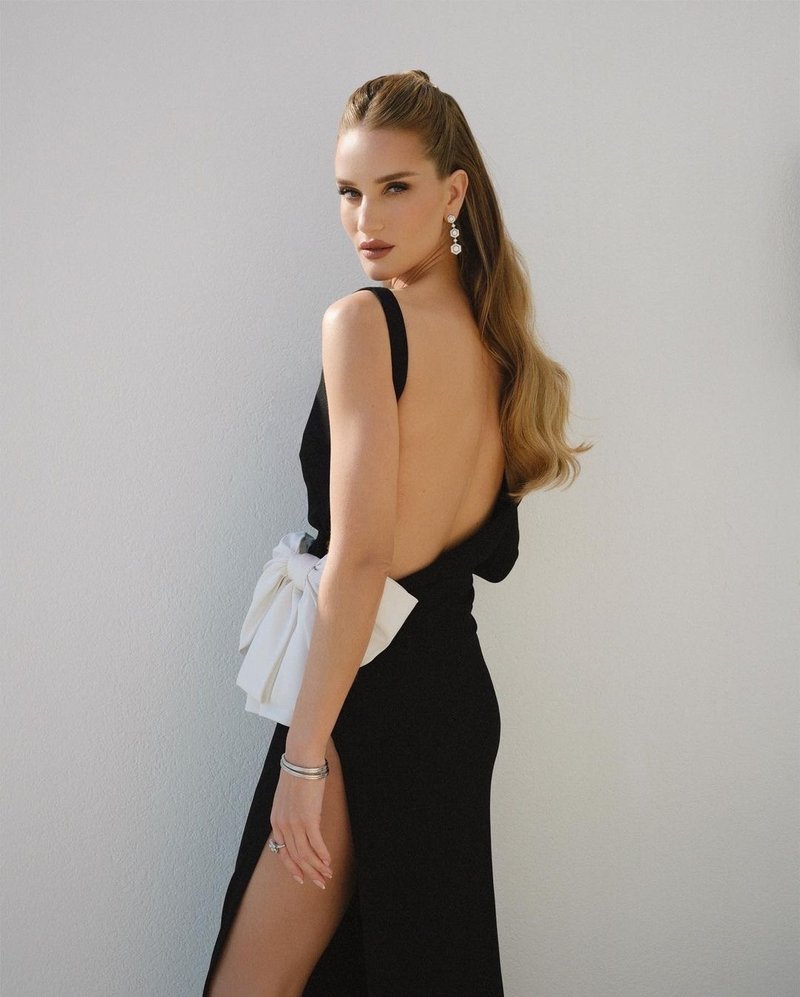 One Shoulder Bow Midi Dress H5977