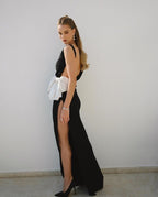 One Shoulder Bow Midi Dress H5977