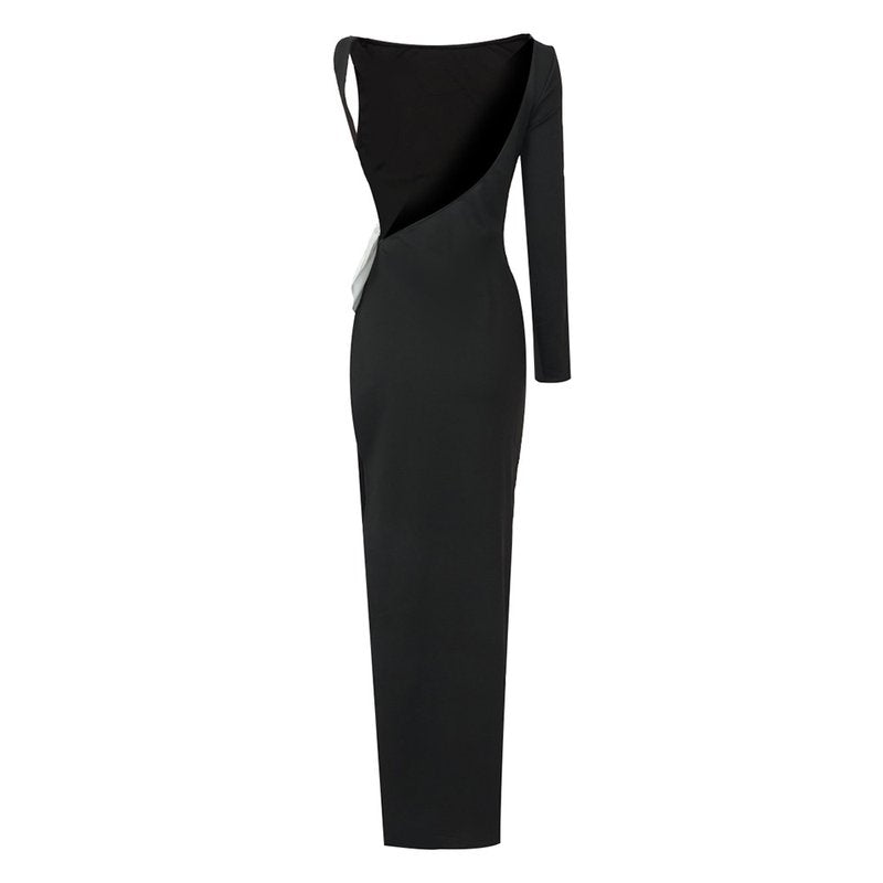 One Shoulder Bow Midi Dress H5977