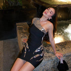 One Shoulder Chain Detail Mini Dress H6321