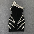 One Shoulder Chain Detail Mini Dress H6321