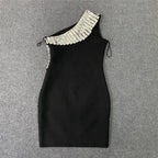 One Shoulder Chain Detail Mini Dress H6321