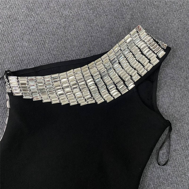 One Shoulder Chain Detail Mini Dress H6321