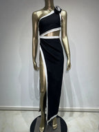 One Shoulder Cutout Maxi Dress H6351