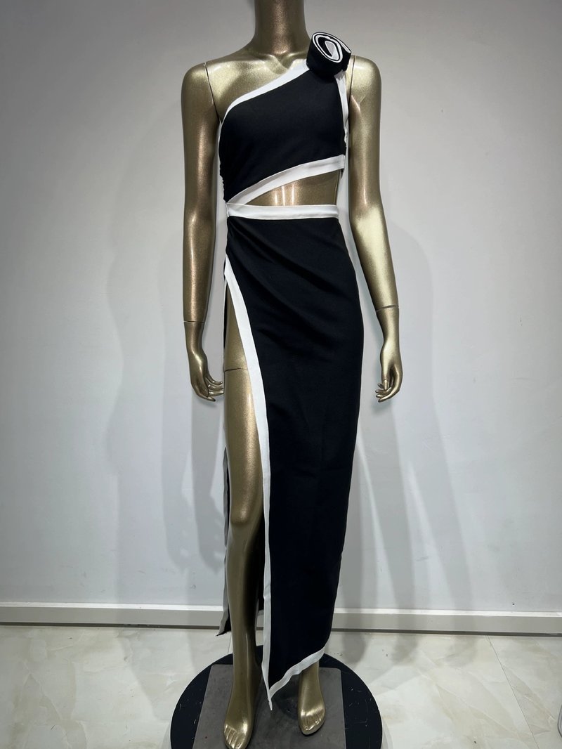 One Shoulder Cutout Maxi Dress H6351