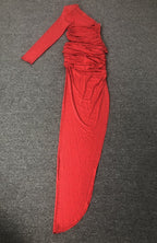 One Shoulder Cutout Red Bandage Gown H6665