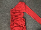 One Shoulder Cutout Red Bandage Gown H6665