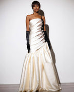 One-Shoulder Cutout Satin Gown H6691