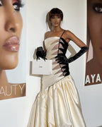One-Shoulder Cutout Satin Gown H6691