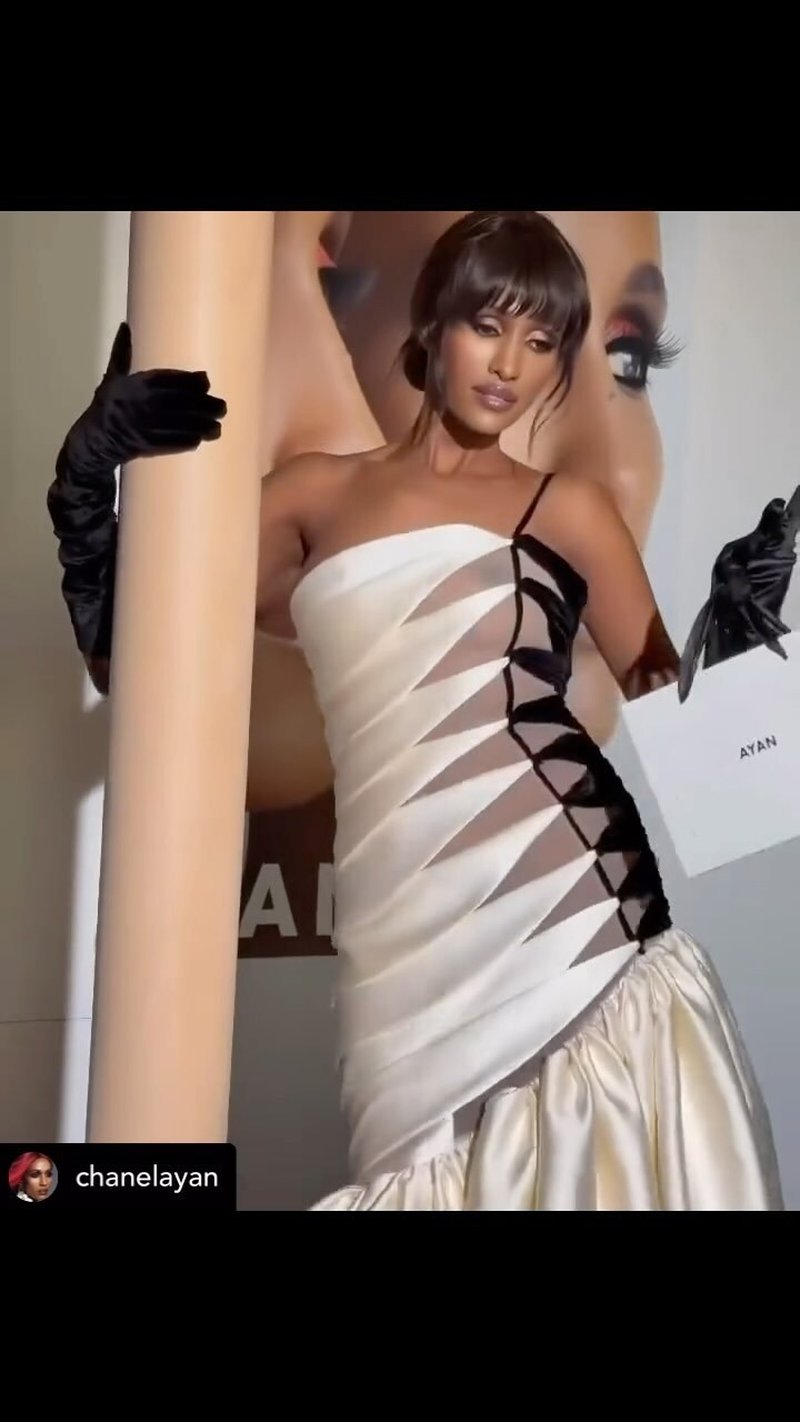 One-Shoulder Cutout Satin Gown H6691