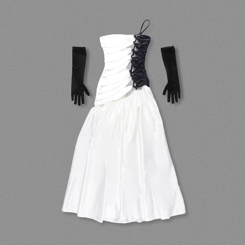 One-Shoulder Cutout Satin Gown H6691