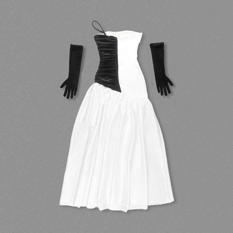 One-Shoulder Cutout Satin Gown H6691