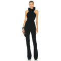 One Shoulder Draped Black Jumpsuit H6068