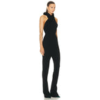 One Shoulder Draped Black Jumpsuit H6068