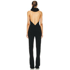 One Shoulder Draped Black Jumpsuit H6068