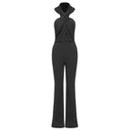One Shoulder Draped Black Jumpsuit H6068