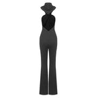 One Shoulder Draped Black Jumpsuit H6068