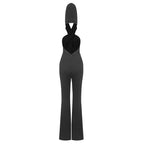 One Shoulder Draped Black Jumpsuit H6068