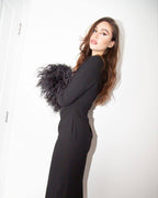 One Shoulder Draped Black Maxi Dress H6175