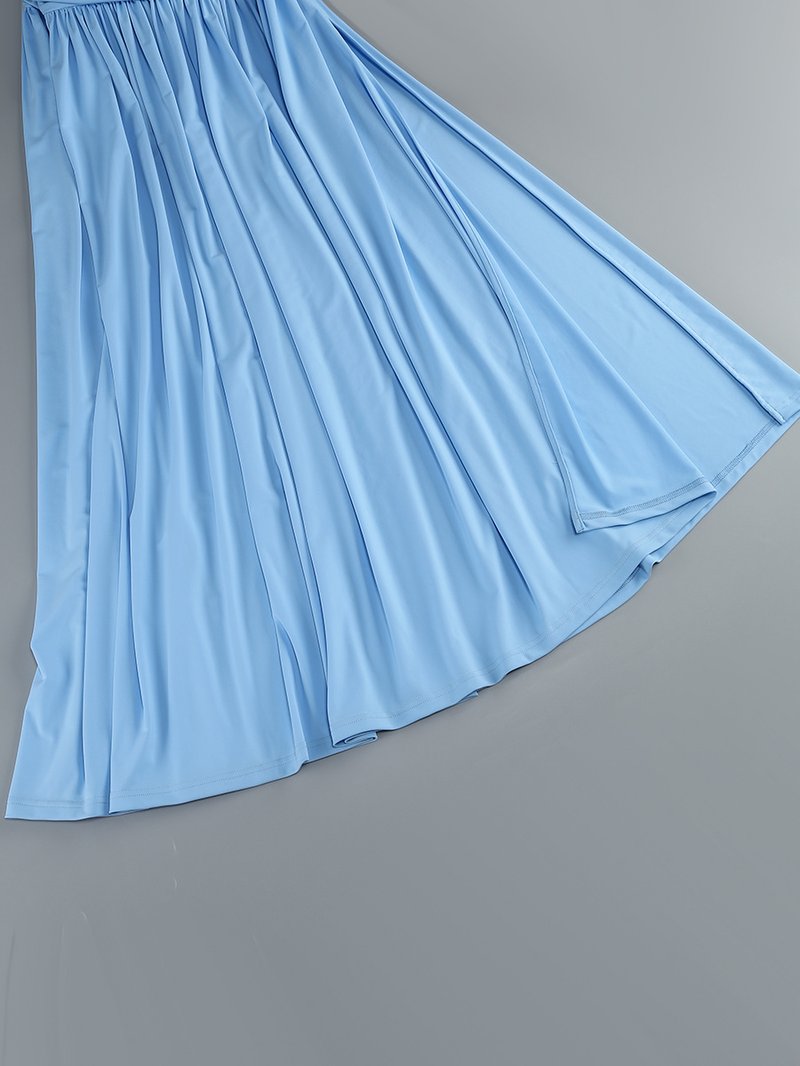 One Shoulder Draped Blue Midi Dress H7108
