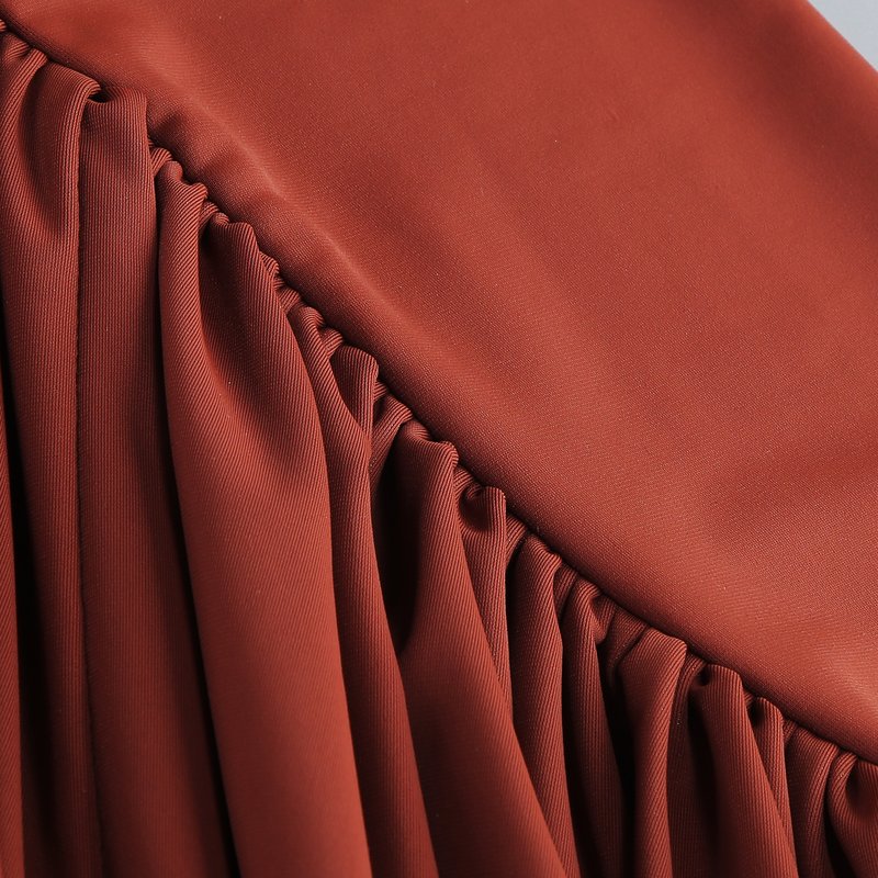 One Shoulder Draped Brown Maxi Dress H6893