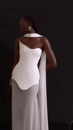 One Shoulder Draped Gown H6443