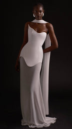 One Shoulder Draped Gown H6443