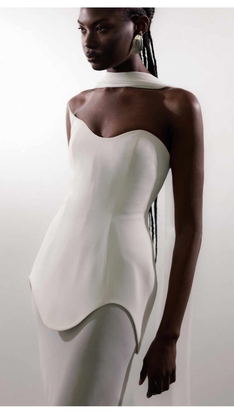 One Shoulder Draped Gown H6443