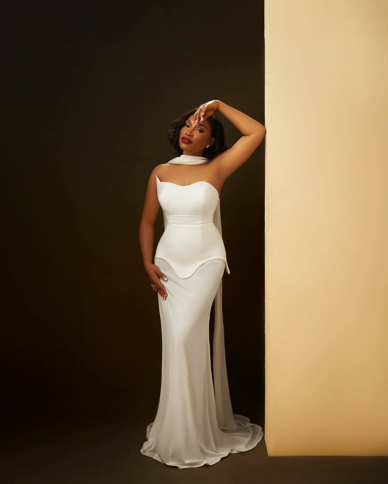 One Shoulder Draped Gown H6443