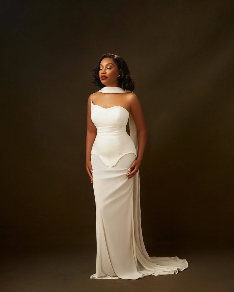 One Shoulder Draped Gown H6443