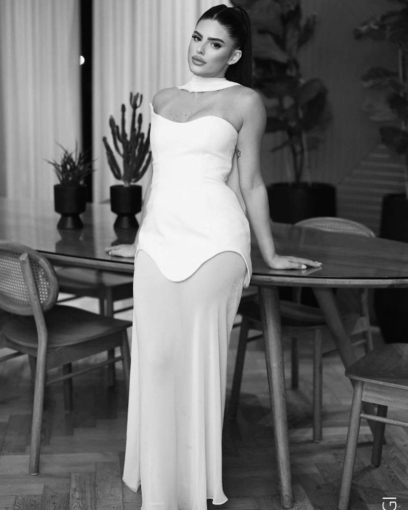 One Shoulder Draped Gown H6443