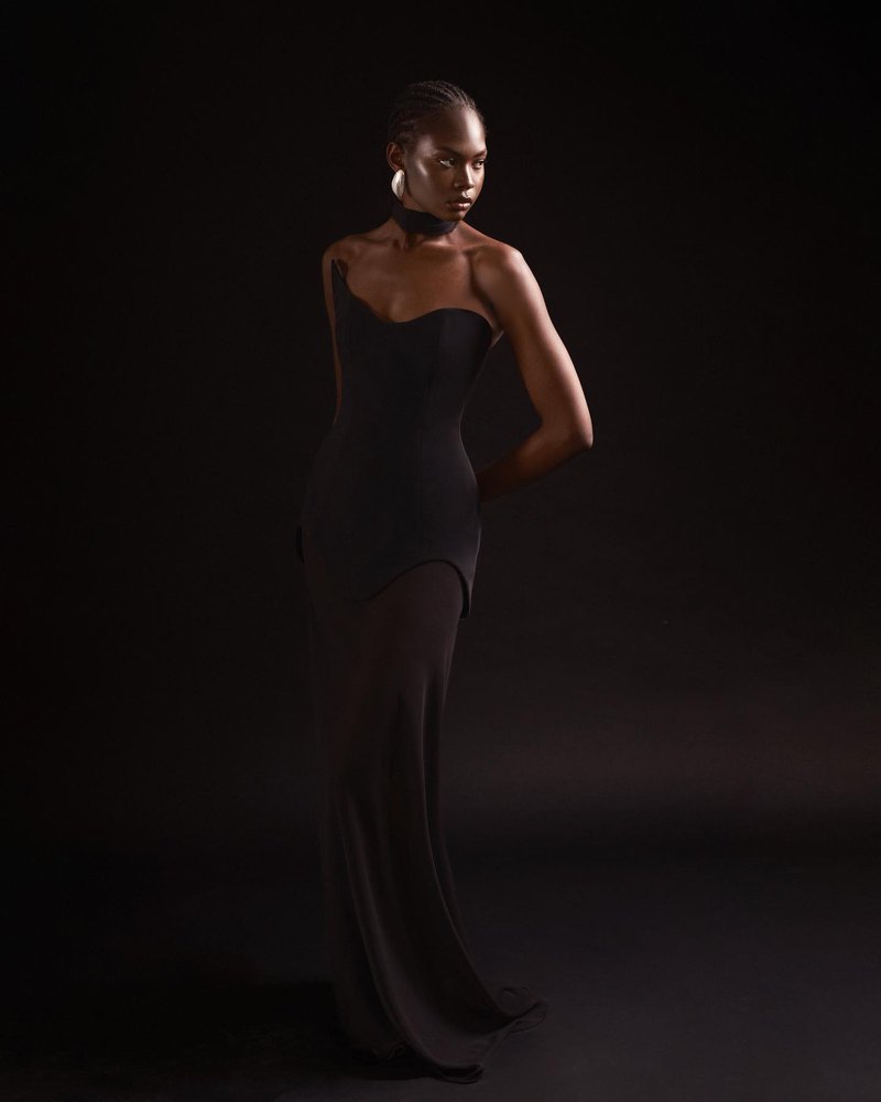 One Shoulder Draped Gown H6443
