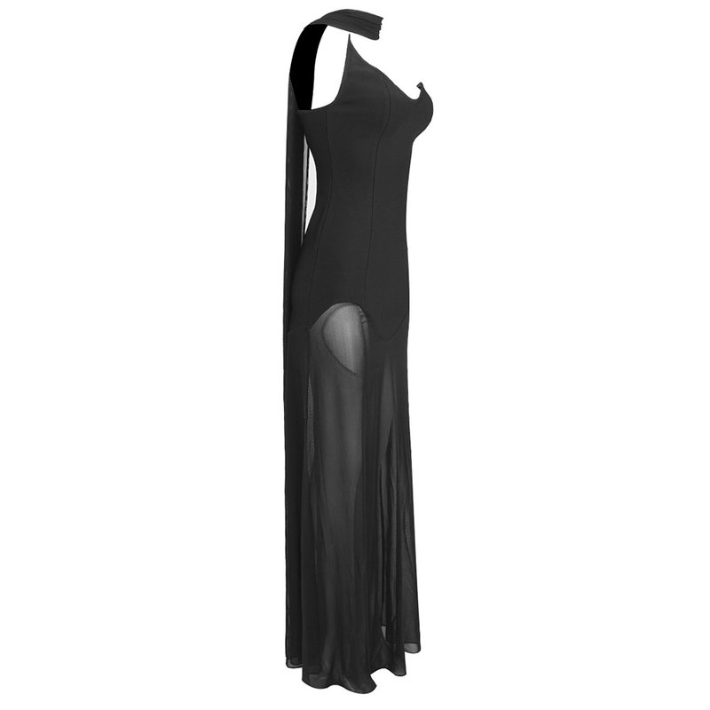 One Shoulder Draped Gown H6443