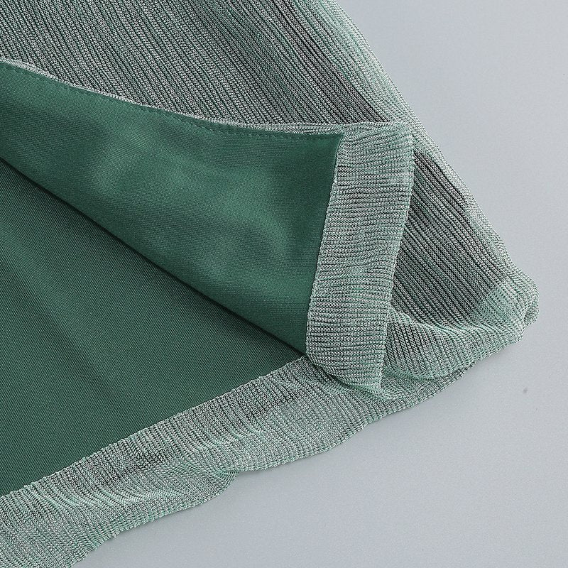 One Shoulder Draped Green Gown H6343