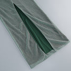 One Shoulder Draped Green Gown H6343