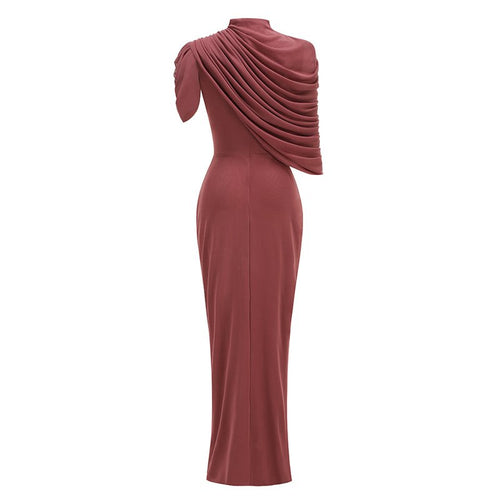 One Shoulder Draped Midi Dress H7090