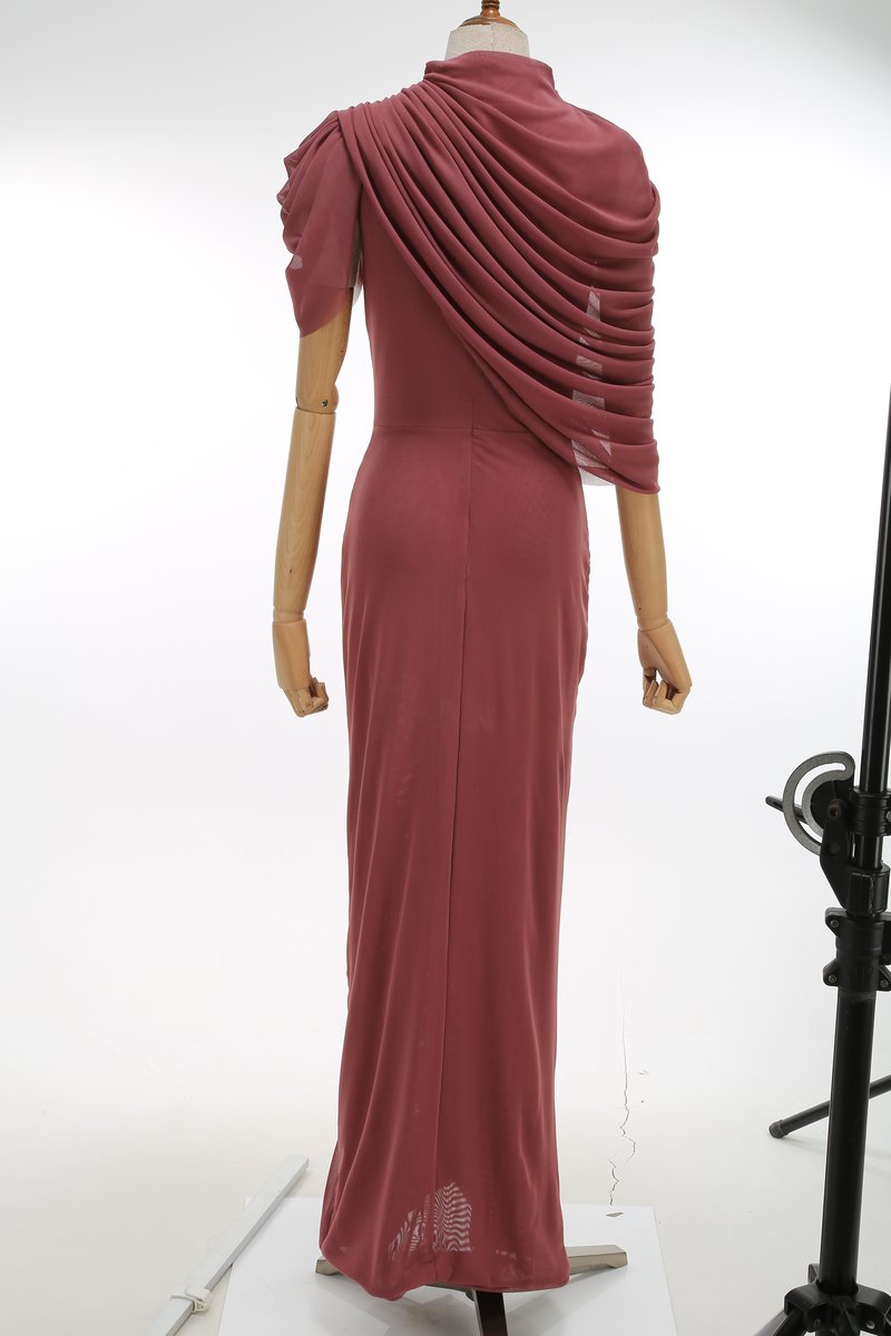 One Shoulder Draped Midi Dress H7090
