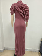One Shoulder Draped Midi Dress H7090