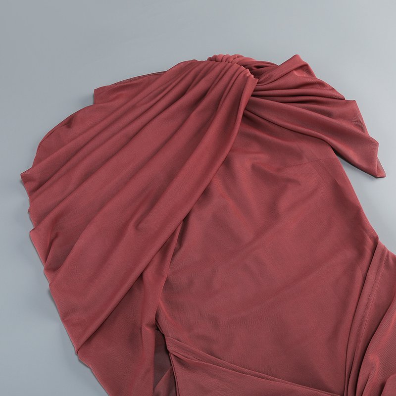 One Shoulder Draped Midi Dress H7090