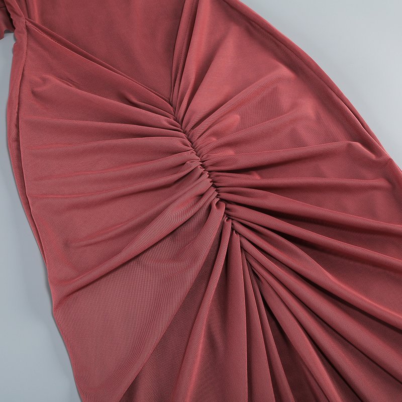 One Shoulder Draped Midi Dress H7090