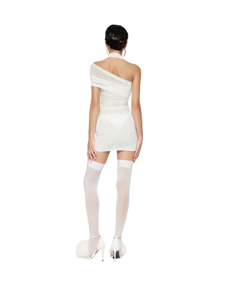 One Shoulder Draped Mini Dress H6854