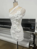One Shoulder Draped Mini Dress H6854