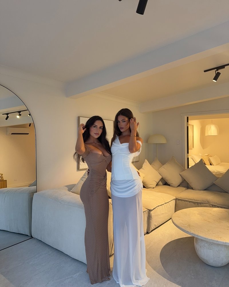 One Shoulder Draped Pink Gown H7017