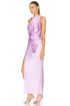 One Shoulder Draped Satin Midi Dress H6185
