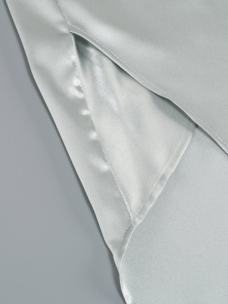 One Shoulder Draped Satin Midi Dress H6185