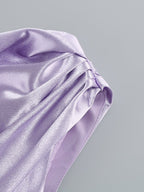 One Shoulder Draped Satin Midi Dress H6185