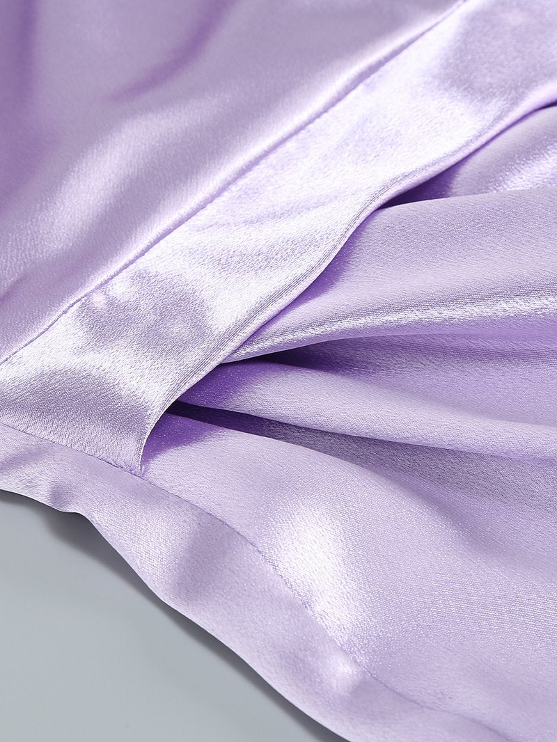 One Shoulder Draped Satin Midi Dress H6185